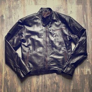 Brown Leather Moto Jacket